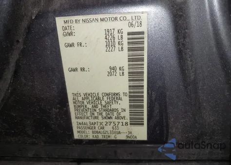2018 Nissan Altima 2.5 S from USA, damaged, VIN 1N4AL3AP7JC275718